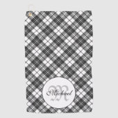 Tartanpatroon Kerstzwart wit monogram Golfhanddoek (Voorkant)