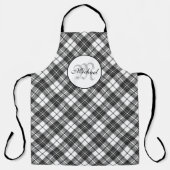 Tartanpatroon Kerstzwart wit monogram Schort (Voorkant)