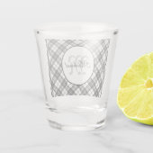 Tartanpatroon Kerstzwart wit monogram Shot Glas (Achterkant)