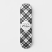 Tartanpatroon Kerstzwart wit monogram Skateboard (Voorkant)