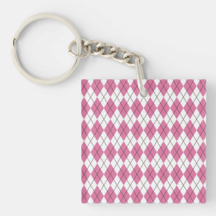 Tartanpatroon Roze 70s Sleutelhanger