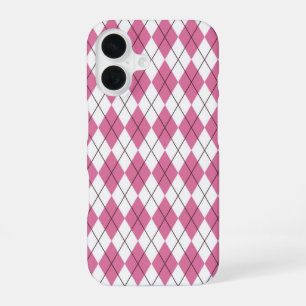 Tartanpatroon Roze Jaren 70 iPhone 16 Hoesje