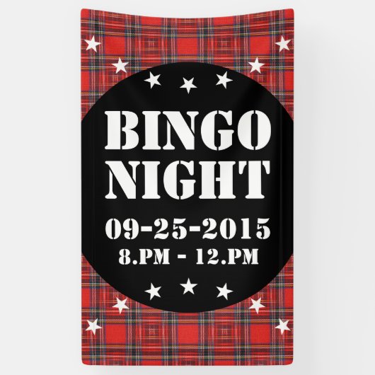 Tartanvlekvormig roodkleurig weefsel spandoek (Verticaal)