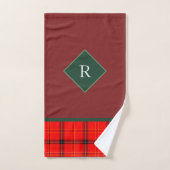 Tartelan de Noël rouge et vert patiné Monogramme (Serviette à main)