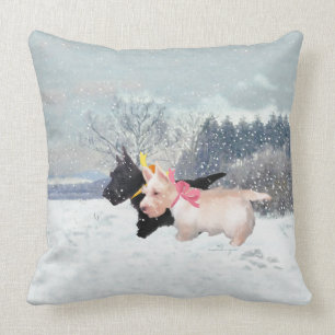 Tarwe Black Scotties Kerstmis Kussen