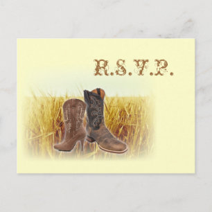 tarwe boerderij westerne cowboy bruiloft reactie R Uitnodiging Briefkaart