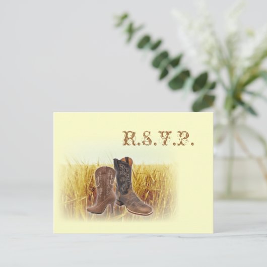 tarwe boerderij westerne cowboy bruiloft reactie R Uitnodiging Briefkaart (Staand voorkant)