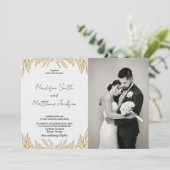 Tarwe bruiloft uitnodigingen met foto (Staand voorkant)