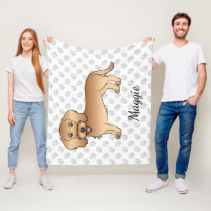 Tarwe Draadharige Dachshund Cartoonhond en naam Fleece Deken