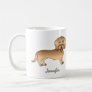 Tarwe Draadharige Dachshund Cartoonhond en naam Koffiemok