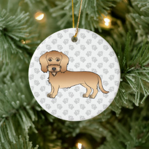 Tarwe Draadharige Dachshund Schattige Cartoon Hond Keramisch Ornament