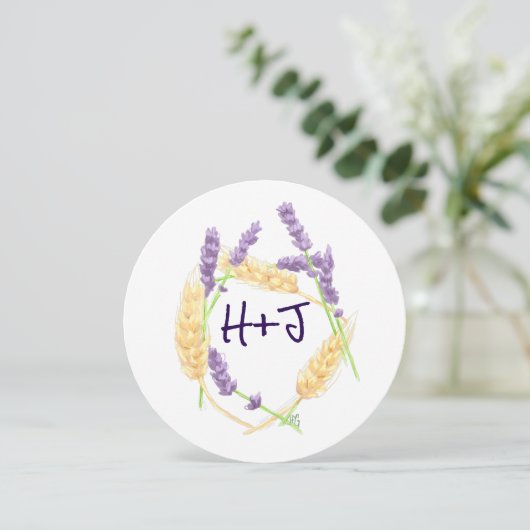 Tarwe en Lavendel Sla de datum op Save The Date (Staand voorkant)