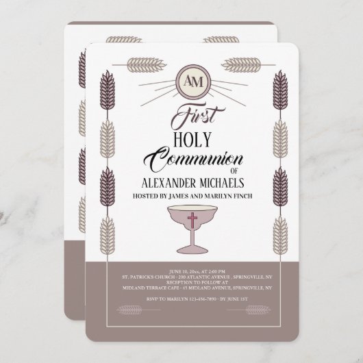 tarwe-Lijst-communieuitnodiging Kaart (Voorkant / Achterkant)