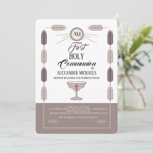 tarwe-Lijst-communieuitnodiging Kaart (Staand voorkant)