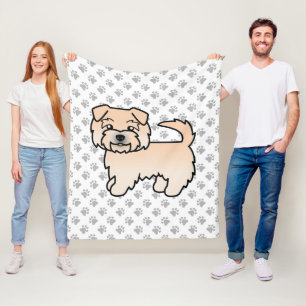 Tarwe Norfolk Terrier Cartoon Hond & Pootjes Fleece Deken