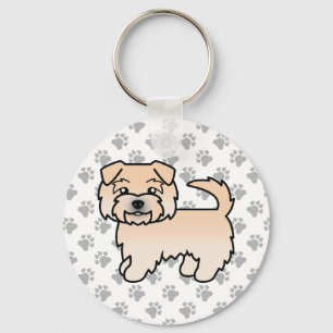 Tarwe Norfolk Terrier Cartoon Hond & Pootjes Sleutelhanger