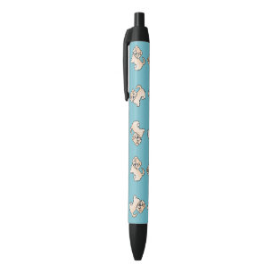Tarwe Norfolk Terrier Hond Patroon Op Blauw Zwarte Inkt Pen