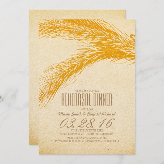 Tarwe Rustieke Repetitie Diner Uitnodigingen (Voorkant / Achterkant)