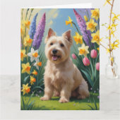 Tarwe Terrier Hond Spring Bloemen Schilderen Kaart (Gele Bloem)