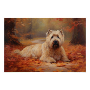 Tarwe Terriër in herfstbladeren val inspireert Perfect Poster