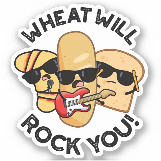 Tarwe zal je grappig eten puns sticker (Voorkant)