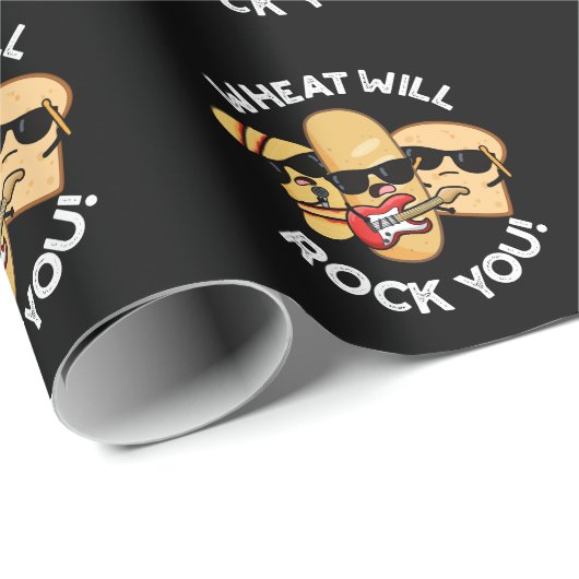 Tarwe zal rocken u grappig voedsel puns donker BG Cadeaupapier (Rol Hoek)