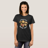 Tarwe zal rocken u grappig voedsel puns donker BG T-shirt (Voorkant volledig)