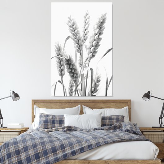 Tarweoogst: B&W rustiek portret Canvas Afdruk (Insitu (Slaapkamer))