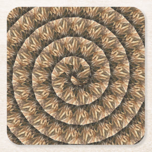 tarweoren in een spiraalvormig tarwepatroon, vierkante kartonnen onderzetter