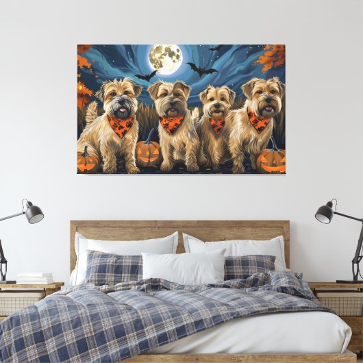 Tarweterriër Halloween Spooky Canvas Afdruk (Insitu (Slaapkamer))