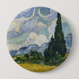 Tarweveld met cipressen, olieverfschilderij, Van G Ronde Button 4,0 Cm