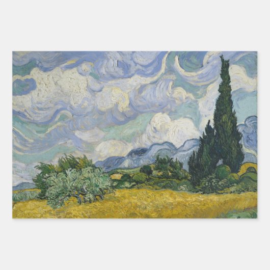  tarweveld met cipressen van Van Gogh Inpakpapier Vel (Voorkant)