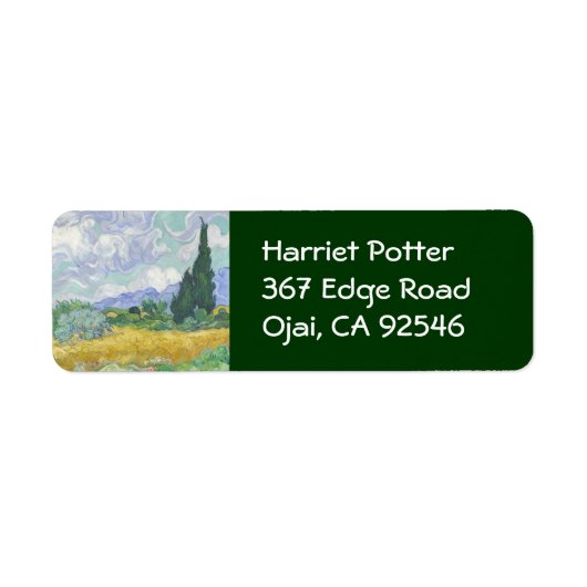 Tarweveld met Cypresses Van Gogh Fine Art Etiket (Voorkant)