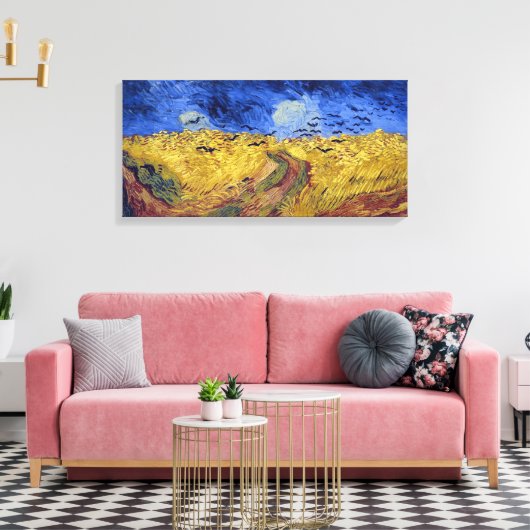 Tarweveld met kraaien | Van Gogh | Canvas Afdruk (Insitu (Woonkamer))