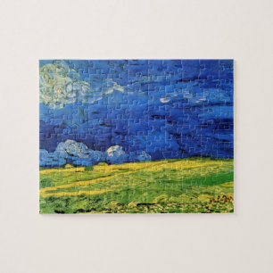 Tarweveld onder bewolkte hemel door Vincent van Go Legpuzzel