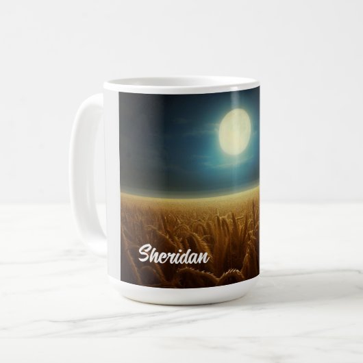 Tarweveld onder maanlicht koffiemok (Voorkant links)