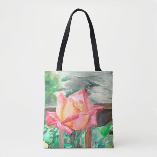 Tas, All-over "Double Delight Roos" Amber Larsen Draagtas (Voorkant)