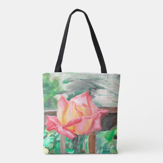 Tas, All-over "Double Delight Roos" Amber Larsen Draagtas (Achterkant)