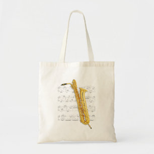 Tas - Bass Saxophone en sheet muziek