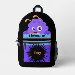 Tas Buddy Fun Paarse Monster Gepersonaliseerde Rug