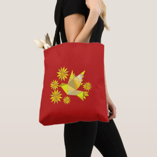 Tas met creatieve vogel met bloem