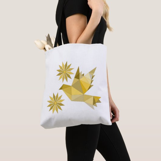 Tas met creatieve vogel met bloem (Dichtbij)