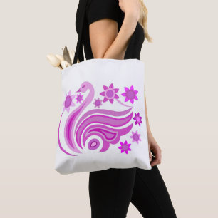 Tas met creatieve vogel met bloem