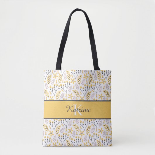 Tas met geborduurde bloemen en monogram (Voorkant)