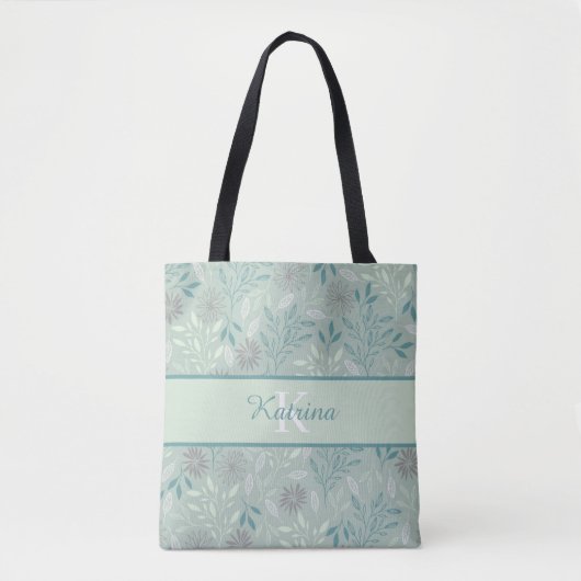 Tas met geborduurde bloemen en monogram (Voorkant)