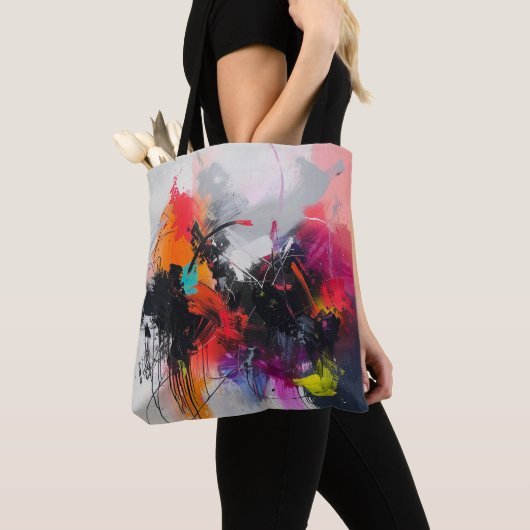 Tas met gestructureerde abstracte kunst in roze, r (Dichtbij)