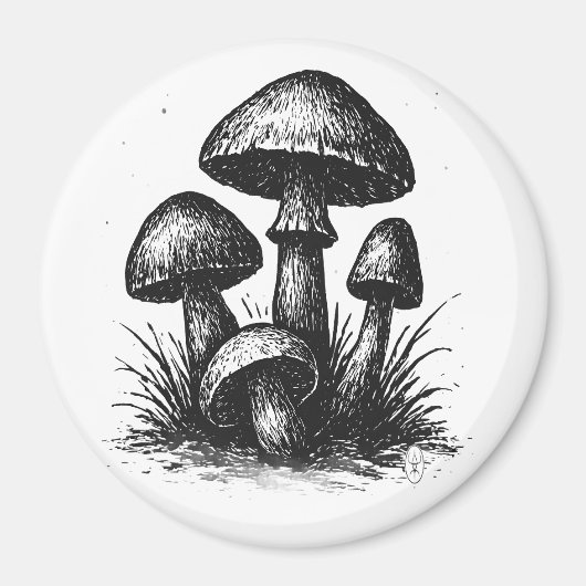 Tas met ingetekende paddenstoelencluster magneet (Voorkant)