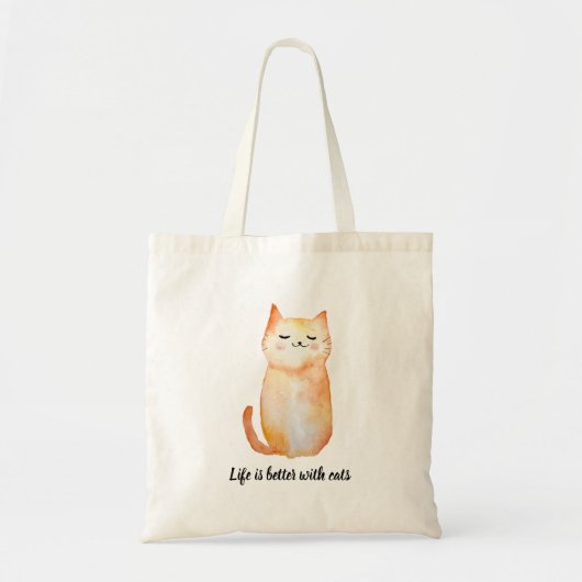 Tas met Lachende Kat "Het leven is beter met katte (Voorkant)