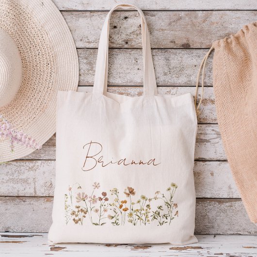 Tas met naam van wilde bloemen Boho bruidsmeisje