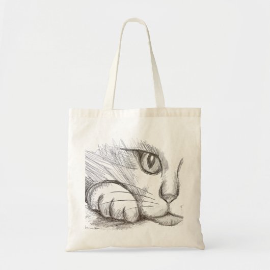 Tas met potloodtekening van kat (Voorkant)